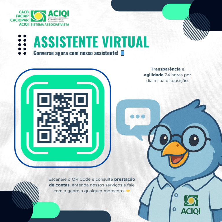 A ACIQI agora tem um assistente virtual para te atender 24h por dia com agilidade e transparência!