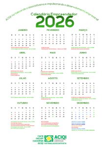CALENDÁRIO EMPREENDEDOR 2026